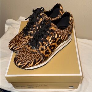 Michael Kors Animal Print Sneakers with Black Accents